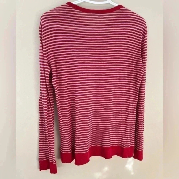 ❤️2/$50❤️[S]T BY ALEXANDER WANG CHERRY AND GREY STRIPE LINEN BLEND SWEATER - Picture 4 of 6